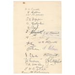 Umpires' autographs 1930-1939. Page nicely signed in ink by twenty first-class umpires including