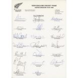 New Zealand tour to England 1994. Official autograph sheet fully signed by all twenty members of the