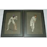 'The Empire's Cricketers'. Good selection of fifteen original colour lithographs of cricketers by