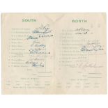 North v South 1943. Official four page scorecard for the match played at Wagon Works Sports