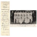 New Zealand tour to England, 1937. Paper strip nicely signed in ink by all fifteen players in the