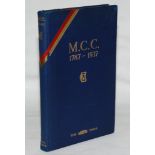 'M.C.C. 1787-1937'. The Times Publishing Company. London 1937. Bound in original blue leather with