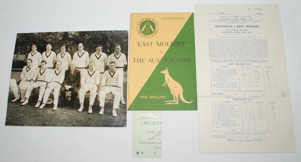 Australia tour to England 1953. 'Coronation Tour'. A selection of items relating to the opening