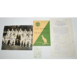 Australia tour to England 1953. 'Coronation Tour'. A selection of items relating to the opening