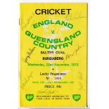 England tour of Australia 1978/79. Two official tour match programmes for Queensland Country, signed