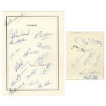 Lancashire C.C.C. 1954-1955. Page with printed title and border, very nicely signed by fifteen