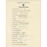 Pakistan tour to England 1978. Official autograph sheet fully signed by all seventeen playing