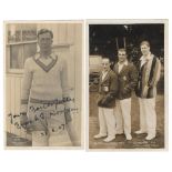 Kent C.C.C. player postcards. Selection of six mono (two real photograph) postcards of Kent players.