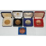 Cricket medals. Selection of five commemorative medals. England v Australia 1880-1980. Solid