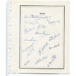 Surrey 1954. Page with printed title and border, very nicely signed in ink by fifteen members of the