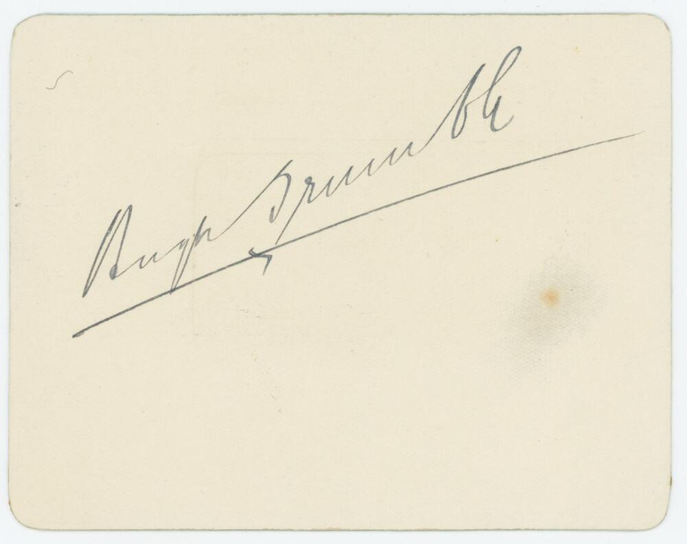 Hugh Trumble. Victoria & Australia 1887-1904. Excellent early ink signature of Trumble on plain