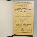 Wisden Cricketers' Almanack 1925 and 1928. 62nd and 65th editions. Bound in green and brown