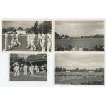 Cricket postcards 1900s-1950s. Three mono real candid style photograph plain back postcards and