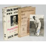 Jack Hobbs. Two titles by Hobbs. 'Playing for England! My Test-Cricket Story', London, 1931, good