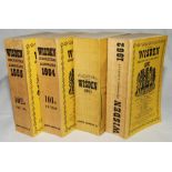 Wisden Cricketers' Almanack 1962, 1963, 1964 and 1965. Original paper covers. Staining to the covers