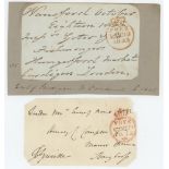 Robert Brudenell, 6th Earl of Cardigan. Original signed free-front envelope to a fishmongers in