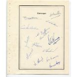 Glamorgan 1954. Page with printed title and border, very nicely signed in ink by fourteen members of