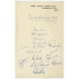 South Africa tour to England 1955. Surrey County Cricket Club headed notepaper page nicely and fully