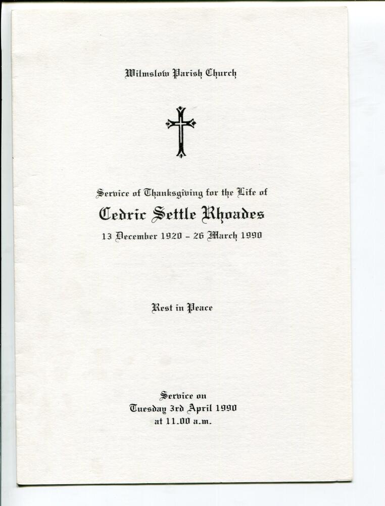 Lancashire C.C.C. memorial services 1990-2019. Six official orders of Service of Thanksgiving for