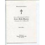 Lancashire C.C.C. memorial services 1990-2019. Six official orders of Service of Thanksgiving for