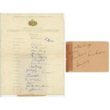 Australia tour to England 1956. Official autograph sheet fully signed by all seventeen members of