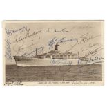 M.C.C. tour of Australia 1954/55. Sepia postcard of 'R.M.S Orsova' Orient Line ship which took the