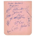 'London Counties XI. Hayes 1940'. Wartime album page signed in blue ink by twelve members of the