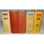 Wisden Cricketers' Almanack 1968, 1969, 1975, 1976 and 1978. Original hardback editions, the