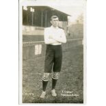 Ernest Coquet. Tottenham Hotspur 1908-1911. Early mono real photograph postcard of Coquet, full