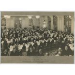 South Africa tour to England 1935. Official mono photograph of the attendees seated at tables for