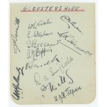 Gloucestershire C.C.C. 1928. Album page nicely signed in black ink by twelve Gloucestershire