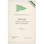 Worcestershire C.C.C. 1964. Official menu for the 'Dinner to Celebrate the Winning of the 1964