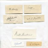 South West County Cricketers 1910s-1930s. Seven good ink signatures, each on a piece, three laid