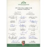 Australia tour to England 1997. Official Australian Cricket Board autograph sheet fully signed by