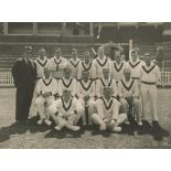 South Africa tour to England 1935. Original mono press photograph of the touring party seated and