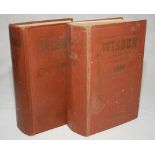 Wisden Cricketers' Almanack 1950 and 1955. Original hardback editions. The 1950 with broken front