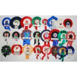 Football club rosettes 1960/70's. Collection of twenty four International club and country