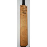 England v Rest of the World XI 1970. Slazenger 'Gradidge' full size bat signed to the lower