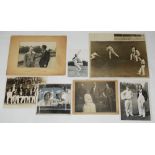 Cricket photographs c.1900-1940s. A selection of seven original mono press and studio photographs.