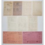 Sussex C.C.C. scorecards 1919-1939. Nine official scorecards for Sussex 'home' matches. Scorecards