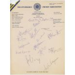England tour to India 1984/85. Official autograph sheet on Hyderabad Cricket Association