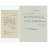 New Zealand tour of England 1949. Two typewritten letters from the Duke of Norfolk and the Duke of