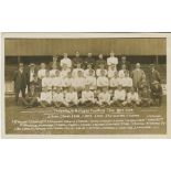 Tottenham Hotspur 1913/14. Early mono real photograph postcard of the team and officials, standing