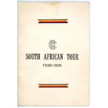 M.C.C. tour of South Africa 1938/39. 'South African Tour 1938-1939'. Official players itinerary