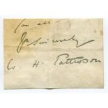 William Henry Patterson. Oxford University & Kent 1880-1900. Bold ink signature of Patterson,