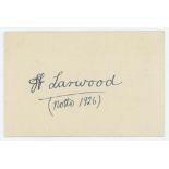Harold Larwood. Nottinghamshire & England 1924-1938. Excellent ink signature of Larwood to plain