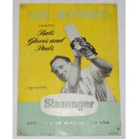 Len Hutton's Gradidge Bats Gloves and Pads'. Original free standing Slazenger advertising card