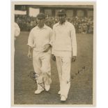 England v Australia, Trent Bridge 1930. Excellent mono press photograph of Patsy Hendren, wearing