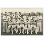 Nottinghamshire C.C.C. 1953. Official mono real photograph plain back postcard of the 1953