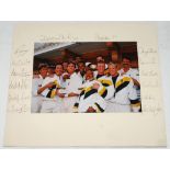 Warwickshire 1994. Colour team photograph of the players celebrating having won the Benson &